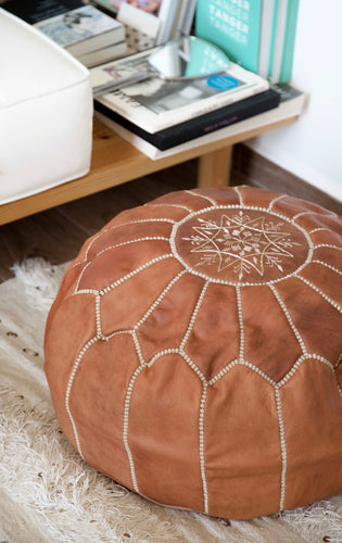 Tan Pouf Round