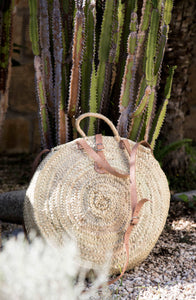 Straw Bag with Leather Buckle